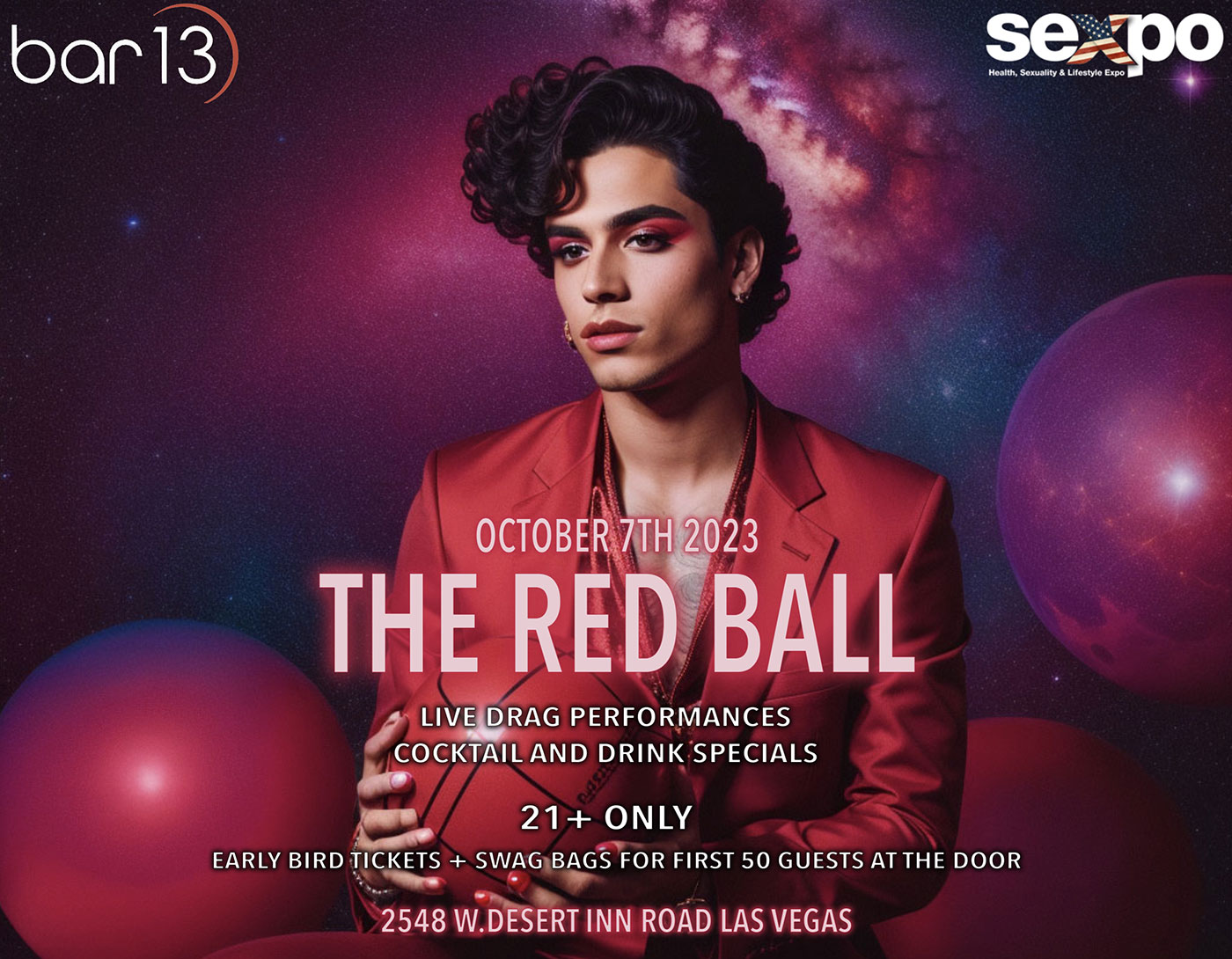 The Red Ball. Las Vegas. October 7th 2023. Bar 13. 2548 W.Desert Inn Road, Las Vegas.
